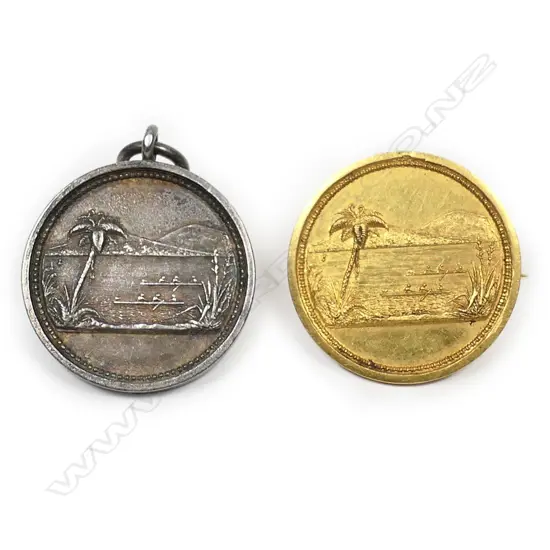 Two Anton Teutenberg 'Hobson's Bay Regatta1885' gold and silver medals,